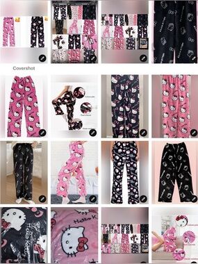 Hello Kitty Kiids /ADULT Plush Pajama Pants - Pink or Black NEW